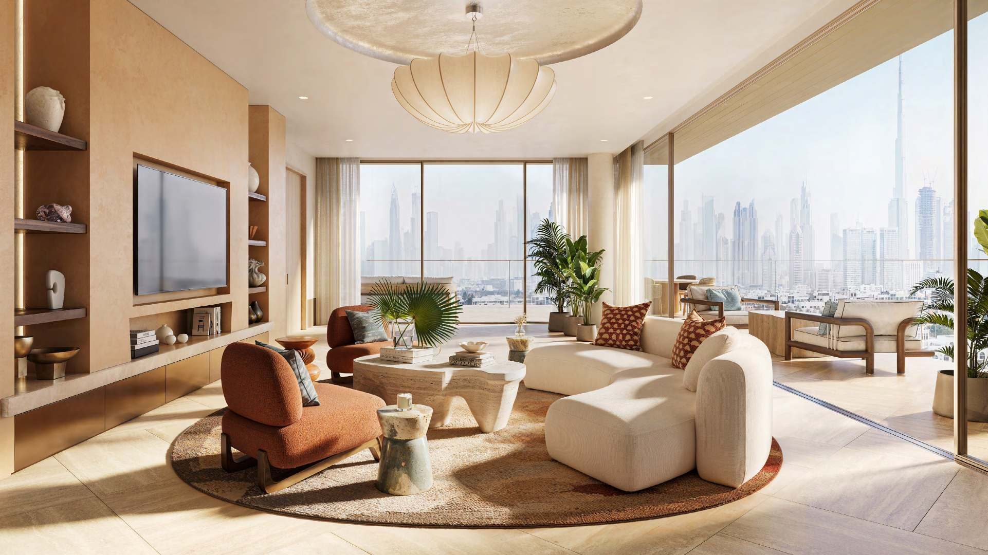 Living room with skyline view